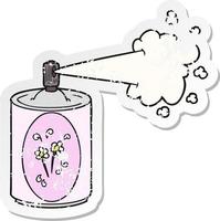 distressed sticker of a cartoon aerosol freshener spray can vector