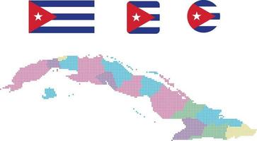 cuba mapa y bandera plana icono símbolo vector ilustración