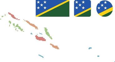 Solomon Islands map and flag flat icon symbol vector illustration