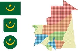 mauritania mapa y bandera icono plano símbolo vector ilustración