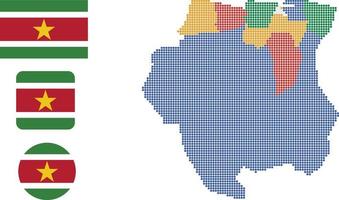 surinam mapa y bandera icono plano símbolo vector ilustración