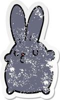 distressed sticker of a cute cartoon rabbit vector