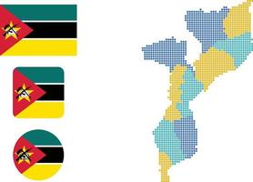 Mozambiqu map and flag flat icon symbol vector illustration