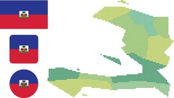 hait mapa y bandera plana icono símbolo vector ilustración