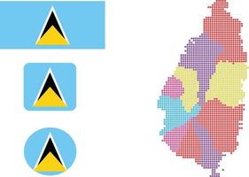 Saint Lucia map and flag flat icon symbol vector illustration