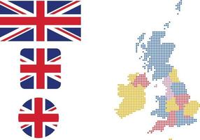 United Kingdom map and flag flat icon symbol vector illustration