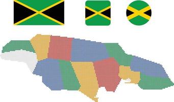 jamaica mapa y bandera plana icono símbolo vector ilustración