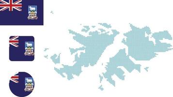 isla malvinas mapa y bandera icono plano símbolo vector ilustración