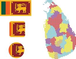 sri lanka mapa y bandera icono plano símbolo vector ilustración