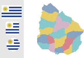 mapa uruguayo y bandera ilustración de vector de símbolo de icono plano
