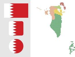bahrein mapa y bandera icono plano símbolo vector ilustración