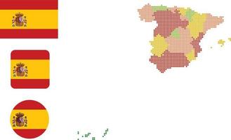 mapa español y bandera icono plano símbolo vector ilustración