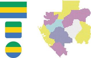 Gabon map and flag flat icon symbol vector illustration