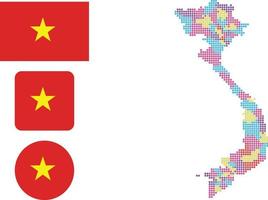 Vietnam map. and flag. flat icon symbol vector illustration