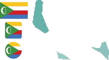 Comoros map and flag flat icon symbol vector illustration