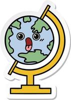 sticker of a cute cartoon globe of the world vector