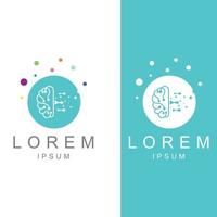 Brain logo. Brain logo with combination of technology and brain part nerve cells, with design concept vector illustration template.