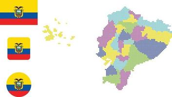 mapa de ecuador y bandera ilustración de vector de símbolo de icono plano