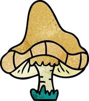 textured cartoon doodle of a single mushroom vector