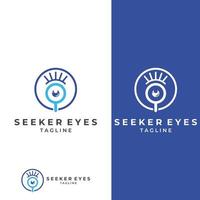 Logo search or discovery, logo search by combination, lab, moon, location, check, wave and sun. Logo with simple illustration editing. vector