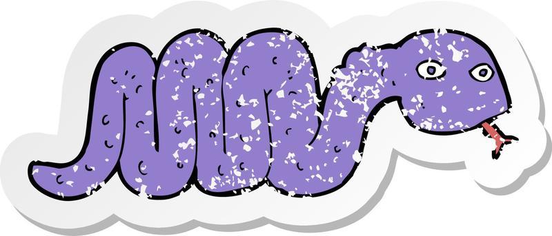 retro distressed sticker of a funny cartoon snake