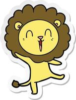 sticker of a laughing lion cartoon vector