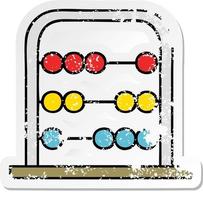 distressed sticker of a cute cartoon maths abacus vector