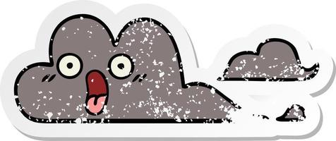 distressed sticker of a cute cartoon storm cloud vector