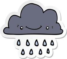 sticker of a cartoon storm cloud vector