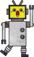 retro grunge texture cartoon robot vector