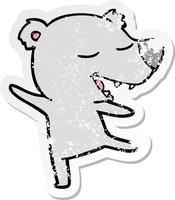 distressed sticker of a cartoon bear vector