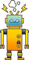 gradient shaded cartoon malfunctioning robot vector