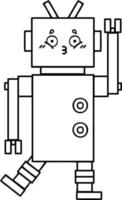 line drawing cartoon robot vector