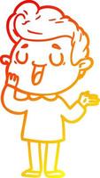 warm gradient line drawing happy cartoon man vector