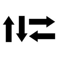 Illustration of directions to the left, right, up and down in black on a white background vector