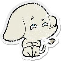 distressed sticker of a cartoon elephant remembering vector