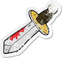 retro distressed sticker of a cartoon sword vector