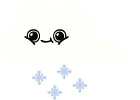 nube de nieve de dibujos animados retro de color plano vector