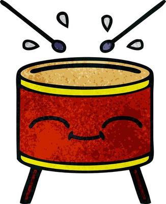 retro grunge texture cartoon drum