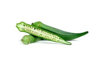 okra slice isolated on white background photo