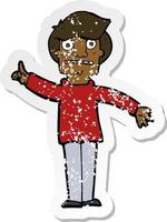 retro distressed sticker of a cartoon man asking question vector