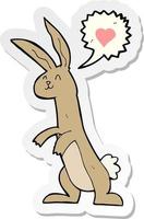 sticker of a cartoon rabbit in love vector