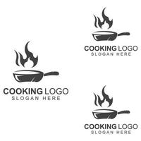 logotipos para utensilios de cocina, ollas, espátulas y cucharas de cocina. utilizando un concepto de diseño de plantilla de ilustración vectorial. vector