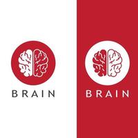 logotipo del cerebro. logotipo del cerebro con combinación de tecnología y células nerviosas de la parte del cerebro, con plantilla de ilustración vectorial de concepto de diseño. vector