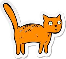 sticker of a cartoon frightened cat vector