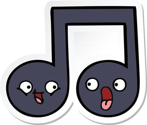 sticker of a cute cartoon musical note