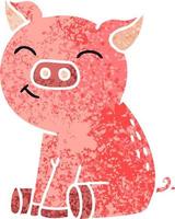 quirky retro illustration style cartoon pig vector