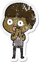 distressed sticker of a cartoon man staring vector