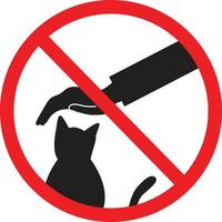 no toque el signo del gato en el fondo blanco. símbolo de prohibición con animal. estilo plano vector