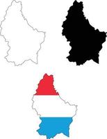 mapa luxemburgo sobre fondo blanco. mapa de luxemburgo con bandera nacional. estilo plano vector